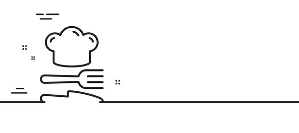 Ikona Potravinové Linky Vařím Kuchařskou Ceduli Vidlička Symbol Nože Minimální — Stockový vektor