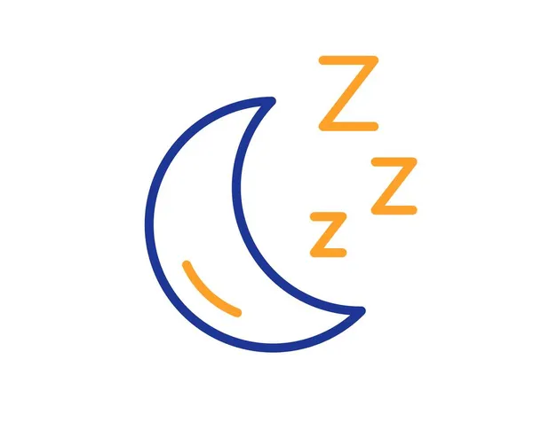 Månlinjerikonen Sömnzzz Skylt Nattmånens Symbol Färgglada Tunna Linje Skiss Koncept — Stock vektor