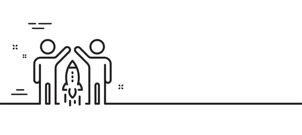伙伴关系线图标 商业管理标志 启动项目的标志 最小线条图解背景 伙伴关系线图标图案横幅 白色网络模板的概念 — 图库矢量图片