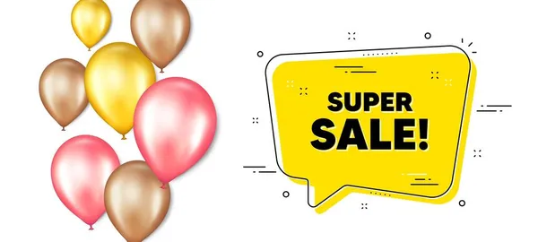 Super Sale Text Werbebanner Für Luftballons Mit Chat Blase Preisschild — Stockvektor