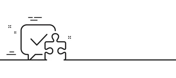 パズルラインのアイコン チャットバブルの兆候とジグソーピース ビジネスチャレンジシンボル 最小限の線のイラストの背景 パズルラインのアイコンパターンバナー ホワイトウェブテンプレートのコンセプト ベクトル — ストックベクタ