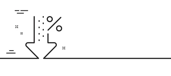 Faible Pourcentage Icône Ligne Panneau Réduction Pourcentage Crédit Symbole Diminution — Image vectorielle