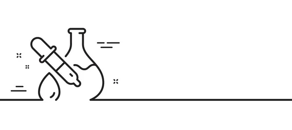 化学実験線のアイコン 実験室のフラスコサイン 分析ピペット記号 最小限の線のイラストの背景 化学実験線のアイコンパターンバナー ホワイトウェブテンプレートのコンセプト ベクトル — ストックベクタ