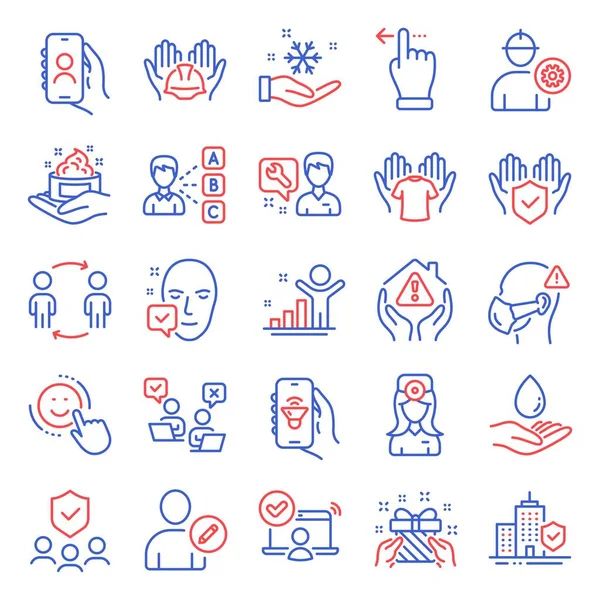 Люди Устанавливают Иконки Включены Значок Фас Принял Smile Знаки Союза — стоковый вектор
