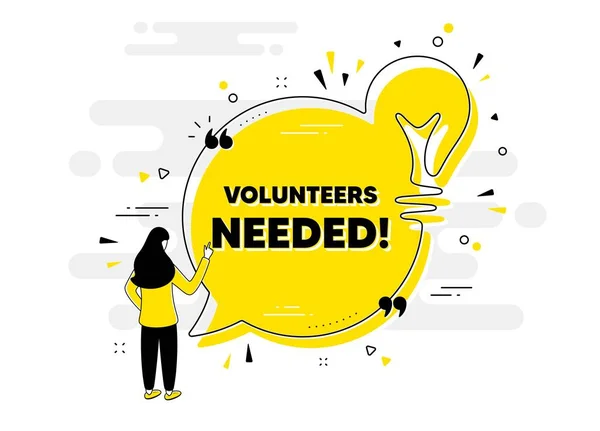 Volunteers Needed Text Idea Chat Bubble Banner Person Volunteering Service — Stock Vector