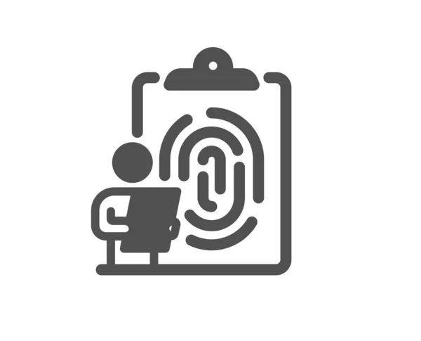 Vingerafdruk Klembord Pictogram Vingerafdruk Scan Teken Biometrisch Identiteitssymbool Klassieke Platte — Stockvector