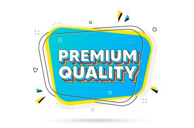 Kaliteli metin. Katmanlı metinli sohbet balonu. Yüksek ürün işareti. En iyi teklif sembolü. Kaliteli konuşma balonu. Sohbet mesaj balonu. Vektör