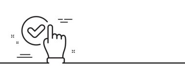 İşaretleme kutusu satır simgesi. Onaylama işareti. Tıklama sembolü doğrulandı. Asgari çizgi çizimi arka planı. İşaretleme kutusu simgesi desenli pankart. Beyaz ağ şablonu konsepti. Vektör