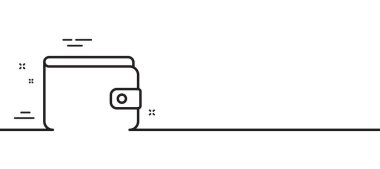 Para Cüzdanı çizgisi simgesi. Para sembolü. Ödeme yöntemi işareti. Asgari çizgi çizimi arka planı. Para Cüzdanı çizgisi simge afişi. Beyaz ağ şablonu konsepti. Vektör
