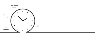 Zaman yönetimi çizgisi simgesi. Saat işareti. Sembol izle. Asgari çizgi çizimi arka planı. Zaman çizgisi simge pankartı. Beyaz ağ şablonu konsepti. Vektör