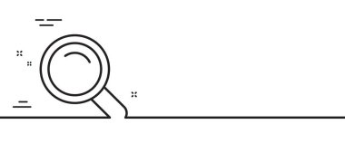 Arama hattı simgesi. Büyüteç işareti. Araç simgesini büyüt. Asgari çizgi çizimi arka planı. Arama hattı ikon desenli pankart. Beyaz ağ şablonu konsepti. Vektör