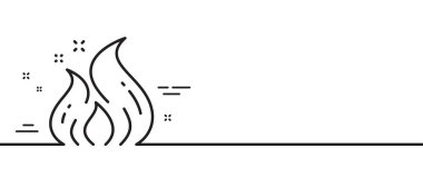 Enerji hattı simgesini ateşle. Alev işareti. Ekoloji sembolü. Asgari çizgi çizimi arka planı. Enerji hattı ikon desenli pankartı ateşleyin. Beyaz ağ şablonu konsepti. Vektör