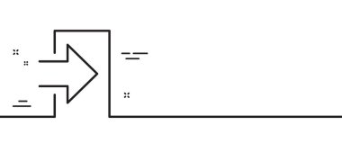 Giriş ok çizgisi simgesi. Sembolle imzala. Navigasyon göstergesi. Asgari çizgi çizimi arka planı. Giriş satırı simge pankartı. Beyaz ağ şablonu konsepti. Vektör