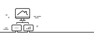 Ev hattı ikonunda çalış. Dışarıdan iş ilanı. Uzaktan ofis sembolü. Asgari çizgi çizimi arka planı. Ev hattı ikon desenli pankart üzerinde çalış. Beyaz ağ şablonu konsepti. Vektör