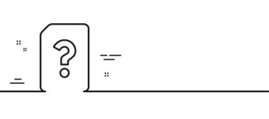 Bilinmeyen Belge satırı simgesi. Soru işareti olan dosya. Başlıksız Kağıt Sayfa konsept sembolü. Asgari çizgi çizimi arka planı. Bilinmeyen dosya satırı simgesi pankartı. Vektör
