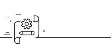 Çarklı planlama çizgisi simgesi. Mühendislik aracı işareti. Ayarlar simgesini düzenle. Asgari çizgi çizimi arka planı. Çarklı planlama çizgisi simge desenli pankart. Beyaz ağ şablonu konsepti. Vektör