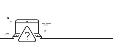 Çevrimiçi soru çizgisi simgesi. Sınav tabelası. Dış kaynak destek sembolü. Asgari çizgi çizimi arka planı. Çevrimiçi soru çizgisi simge desenli pankart. Beyaz ağ şablonu konsepti. Vektör