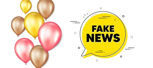 Fausses Nouvelles Ballons Bannière Promotion Avec Bulle Chat Panneau Journal — Image vectorielle