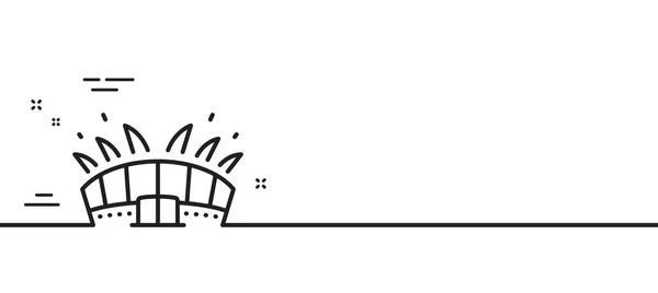 アリーナスタジアムラインアイコン 複雑な記号をスポーツ 選手権ビルのシンボル 最小限の線のイラストの背景 アリーナスタジアムラインアイコンパターンバナー ホワイトウェブテンプレートのコンセプト ベクトル — ストックベクタ