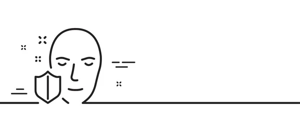 Gesichtserkennung Geschützte Zeile Symbol Sicheres Zugangsschild Gesichtserkennungssymbol Minimale Zeilenillustration Hintergrund — Stockvektor