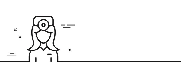 医者ラインのアイコン 健康そうな目のサイン 検眼クリニックのシンボル 最小限の線のイラストの背景 オカルト医師ラインアイコンパターンバナー ホワイトウェブテンプレートのコンセプト ベクトル — ストックベクタ
