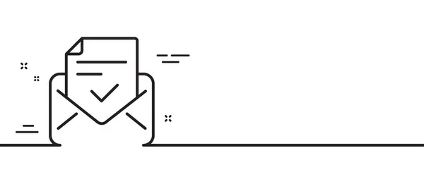 核准的邮线图标 接受或确认的标志 文件编号 最小线条图解背景 核准邮件行图标模式横幅 白色网络模板的概念 — 图库矢量图片