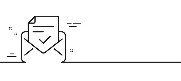 Ícone Linha Correio Aprovado Sinal Aceite Confirmado Símbolo Documento Fundo — Vetor de Stock