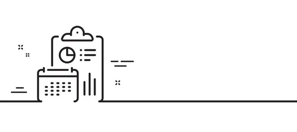 Ícone Linha Calendário Contabilidade Calcule Sinal Anual Relatório Símbolo Planeamento — Vetor de Stock