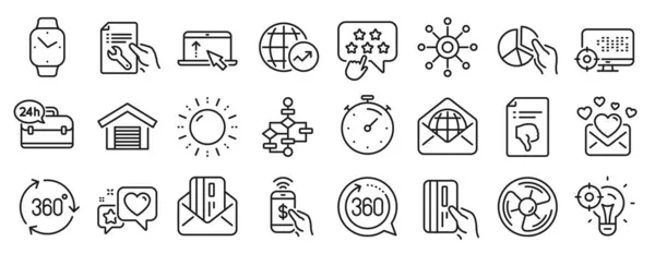 Set Technology Icons Phone Payment Smartwatch Air Fan Icons Seo — Stock Vector