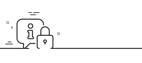 锁线图标 受保护的信息标志 带有信息语音泡沫的挂锁 最小线条图解背景 锁线图标图案横幅 白色网络模板的概念 — 图库矢量图片