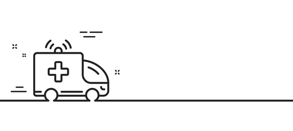 救护车线图标 医疗急救运输标志 最小线条图解背景 救护车线图标图案横幅 白色网络模板的概念 — 图库矢量图片