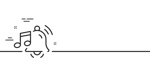 闹钟的声线图标 提醒铃铛的音乐标志 通知音乐笔记符号 最小线条图解背景 报警声线图标图案横幅 白色网络模板的概念 — 图库矢量图片