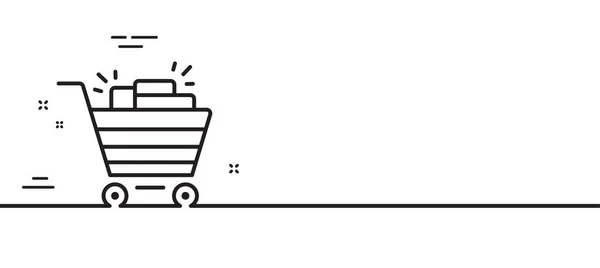 购物车线图标 销售营销标志 特殊的报价标志 最小线条图解背景 购物车线图标图案横幅 白色网络模板的概念 — 图库矢量图片