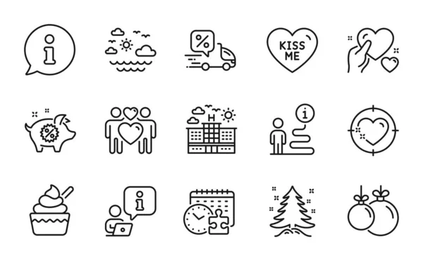 Holidays Icons Set Included Icon Hold Heart Puzzle Time Travel — Stock Vector