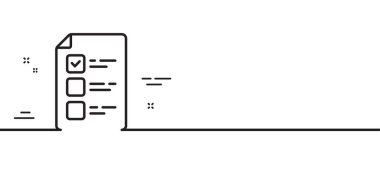 Oy pusulası çizgisi simgesi. Oylama listesi işareti. Halk seçim sembolü. Asgari çizgi çizimi arka planı. Oylama çizgisi simge pankartı. Beyaz ağ şablonu konsepti. Vektör
