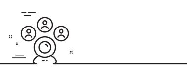 Video konferans hattı simgesi. Çevrimiçi buluşma işareti. Web kamera sembolü. Asgari çizgi çizimi arka planı. Video konferans hattı simge pankartı. Beyaz ağ şablonu konsepti. Vektör
