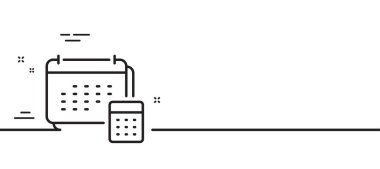 Muhasebe takvimi simgesi. Yıllık rapor işaretini hesapla. Planlayıcı hesap makinesi sembolü. Asgari çizgi çizimi arka planı. Hesap çizgisi simge pankartı. Beyaz ağ şablonu konsepti. Vektör