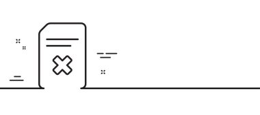 Belge satır simgesini sil. Bilgi Dosyası işaretini sil. Kağıt sayfa konsept sembolü. Asgari çizgi çizimi arka planı. Dosya satırı simge desenli pankartı sil. Beyaz ağ şablonu konsepti. Vektör
