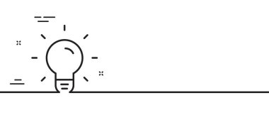 Ampul hattı simgesi. Lamba işareti. Fikir, Çözüm veya Düşünme Sembolü. Asgari çizgi çizimi arka planı. Ampul hattı ikon desenli pankart. Beyaz ağ şablonu konsepti. Vektör