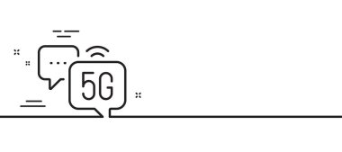 5g wi-fi internet bağlantısı simgesi. Wifi kablosuz ağ işareti. Mobil sohbet sembolü. Asgari çizgi çizimi arka planı. 5 gramlık internet çizgisi simgesi pankartı. Beyaz ağ şablonu konsepti. Vektör