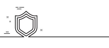 Kalkan hattı simgesi. Koruma ya da güvenlik işareti. Savunma ya da Muhafız sembolü. Asgari çizgi çizimi arka planı. Güvenlik çizgisi simgesi pankartı. Beyaz ağ şablonu konsepti. Vektör