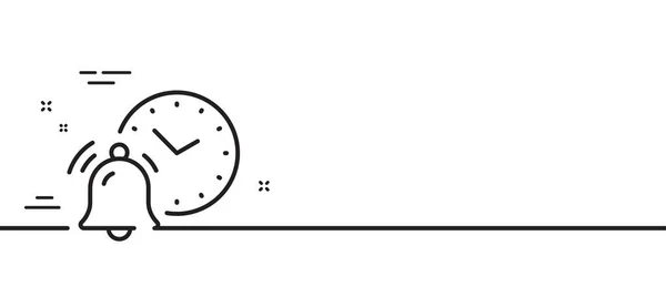 警钟线图标 时间提醒标志 通知时钟符号 最小线条图解背景 闹钟线图标图案横幅 白色网络模板的概念 — 图库矢量图片
