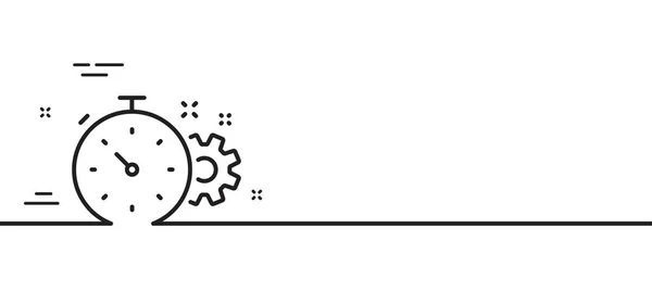 Cogwheel Met Timer Lijn Icoon Gereedschapsbord Cog Gear Symbool Minimale — Stockvector