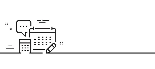 Rechnungszeilen Symbol Berechnen Sie Jahresbericht Zeichen Sprachblasensymbol Minimale Zeilenillustration Hintergrund — Stockvektor