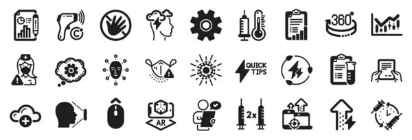 Набор иконок Science, таких как Customer survey, Face id, Cloud computing icons. Финансовая диаграмма, не трогать, коронавирусные знаки. Медицинский анализ, получение файлов, Когвил. Медицинская маска. Вектор