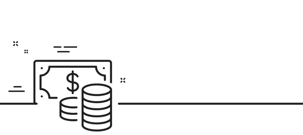 Munten Bankbiljet Lijn Pictogram Geldbordje Zakelijk Inkomen Symbool Minimale Lijn — Stockvector