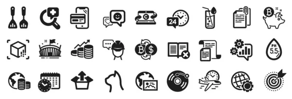 Set Business Icons Target Purpose Web Photo Bitcoin Exchange Icons — Stock Vector