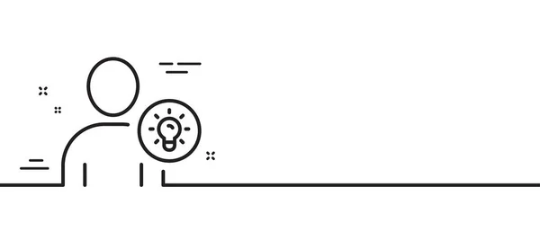 用户线路图标 带有灯泡标志的配置文件 带有思想符号的人物形象 最小线条图解背景 用户想法行图标模式横幅 白色网络模板的概念 — 图库矢量图片