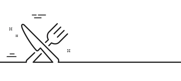 Voedsellijn Icoon Bestekbord Vork Mes Symbool Minimale Lijn Illustratie Achtergrond — Stockvector