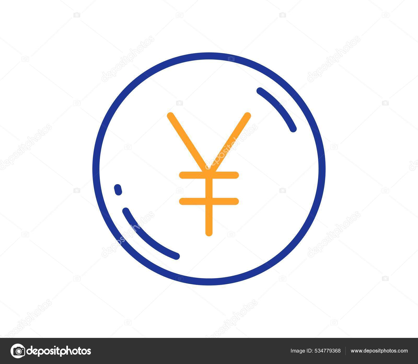 円マネーラインのアイコン 幸せな通貨記号 現金コインのシンボル カラフルな細い線の概念 線形スタイル円お金のアイコン 編集可能なストローク ベクトル  ストックベクター ©Blankstock 534779368